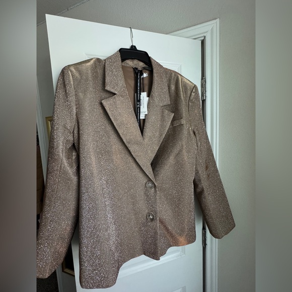 NWT SLA the Label Sparkly Glitter Bronze Paloma Oversized Blazer Size M - Picture 5 of 7
